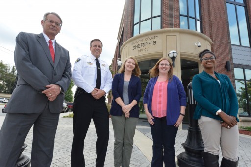 Lt. Jimmy Young (from left), Maj. Scott Peebles, Johnna Kelley, Dr. Allison Foley, Paxton Gordon