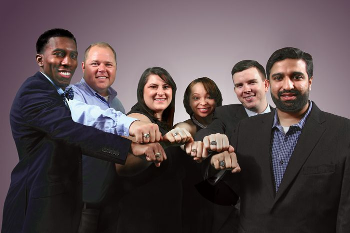 Atijah Collins, Robert Lancaster, Lyn Wilson, Dana Thomas, Michael Ridlehoover and Ahmad Bhatti. Photos by Phil Jones/Rings courtesy of Jostens.