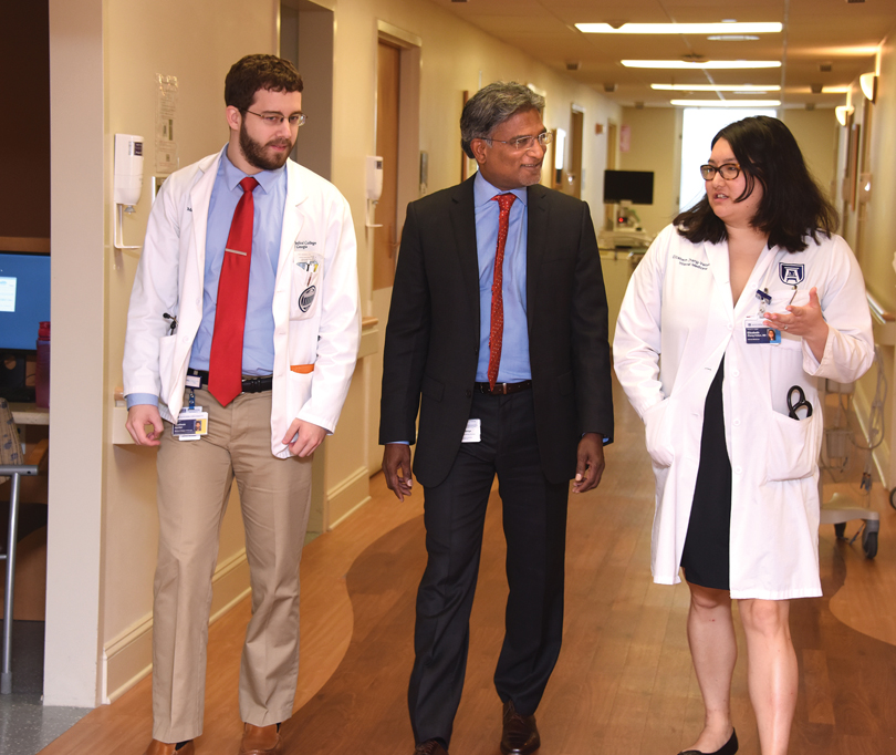 (from left) Medical student Madison C. Archer, Dr. Anand P. Jillella and internal medicine resident Dr. Elizabeth Zhang-Velten