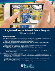 Nurse Referral Bonus Program flier