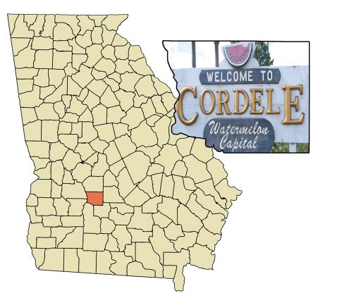 Cordele, nestled between Macon and Albany.